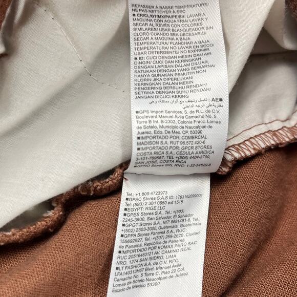 Old Navy Linen Wide Leg Pants Women’s SZ XXL Brown Raw Ham Pockets - Picture 8 of 11